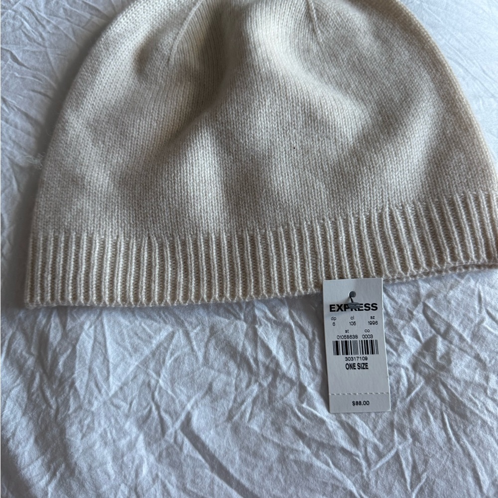 Express Cream 100% Cashmere Beanie